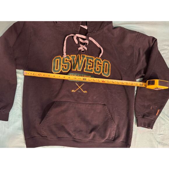 Oswego Hockey Hoodie Men's Charcoal Gray Large Tie Front - Picture 7 of 9
